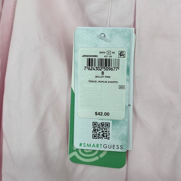 Guess Girls Size 8 Skort Shorts Light Ballet Pink Tencel Poplin Side Zip Pockets - Picture 6 of 11